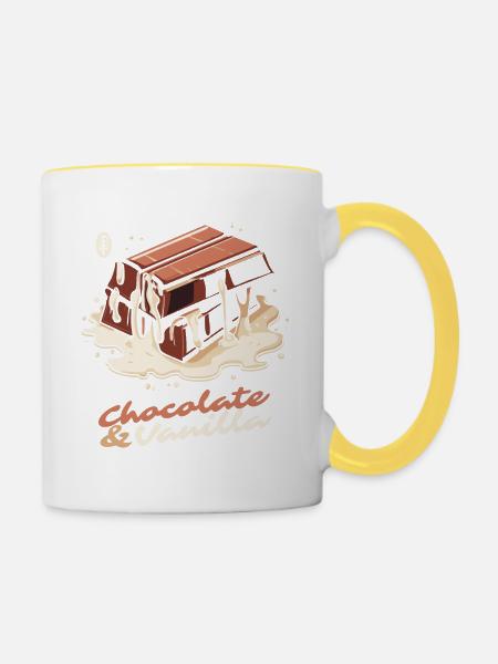 Schokolade und Vanille - Tasse zweifarbig - Weiß/Gelb