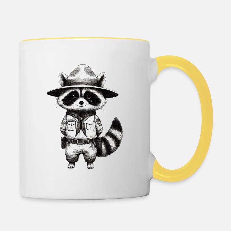 Boy Scout Raccoon - Contrasting Mug - white/yellow