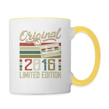 Vintage 2016 Cadeau D'anniversaire Rétro 2016 - Mug contrasté - blanc/jaune - Droite