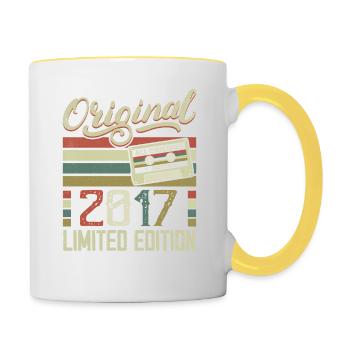 Vintage 2017 Cadeau D'anniversaire Rétro 2017 - Mug contrasté - blanc/jaune - Droite