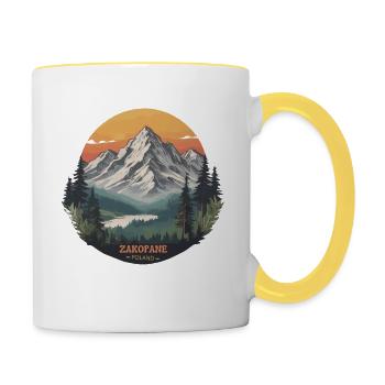 Zakopane, Polen, Weltstädte in den Bergen - Tasse zweifarbig - Weiß/Gelb - Rechts