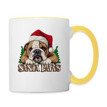 Santa Paws Funny Christmas English Bulldog - Contrasting Mug - white/yellow - Right