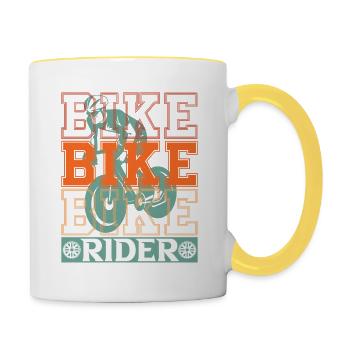 Rad Bike Fahrrad Mountainbike Fahrradkurier - Tasse zweifarbig - Weiß/Gelb - Rechts