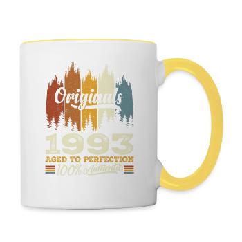 1993 Vintage Cadeau D'anniversaire 1993 Original - Mug contrasté - blanc/jaune - Droite