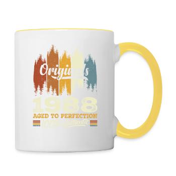 1988 Vintage Cadeau D'anniversaire 1988 Original - Mug contrasté - blanc/jaune - Droite