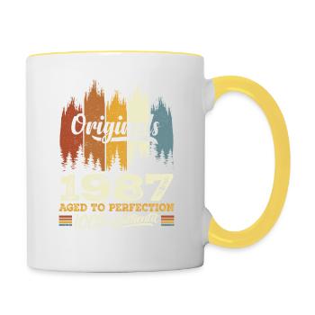 1987 Vintage Cadeau D'anniversaire 1987 Original - Mug contrasté - blanc/jaune - Droite