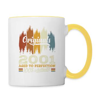 2001 Vintage Cadeau D'anniversaire 2001 Original - Mug contrasté - blanc/jaune - Droite