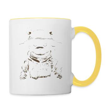 Martial Arts Fighting Bear - Contrasting Mug - white/yellow - Right
