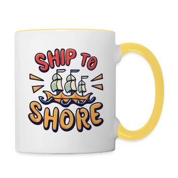 SCHIFF - Tasse zweifarbig - Weiß/Gelb - Rechts