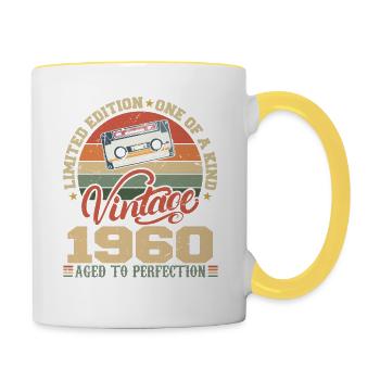 Vintage 1960 Cadeau D'anniversaire Retro 1960 - Mug contrasté - blanc/jaune - Droite