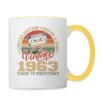 Vintage 1963 Cadeau D'anniversaire Retro 1963 - Mug contrasté - blanc/jaune - Droite