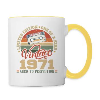 Vintage 1971 Cadeau D'anniversaire Retro 1971 - Mug contrasté - blanc/jaune - Droite