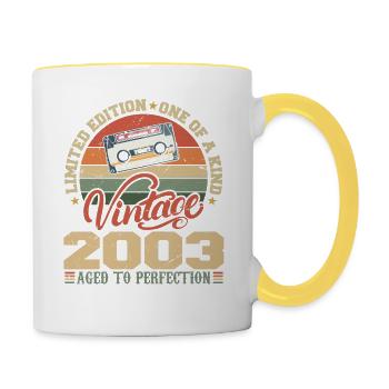 Vintage 2003 Cadeau D'anniversaire Retro 2003 - Mug contrasté - blanc/jaune - Droite