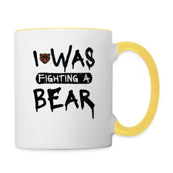 Hilarious Broken Arm Design. I Was Fighting A Bear - Contrasting Mug - white/yellow - Right