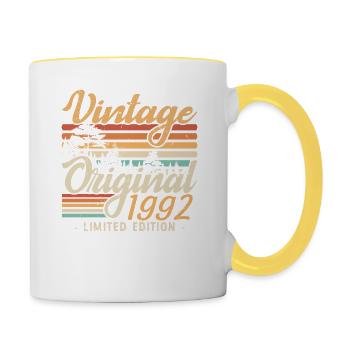 Vintage Anniversary Made in 1992 Retro 1992 - Contrasting Mug - white/yellow - Right