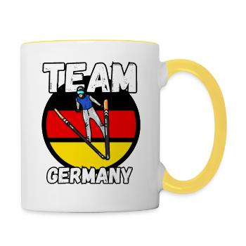Saut à ski - Équipe d’Allemagne - Mug contrasté - blanc/jaune - Droite