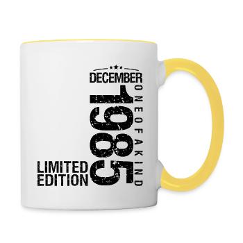 Anniversaire Décembre 1985 Décembre né en December - Mug contrasté - blanc/jaune - Droite