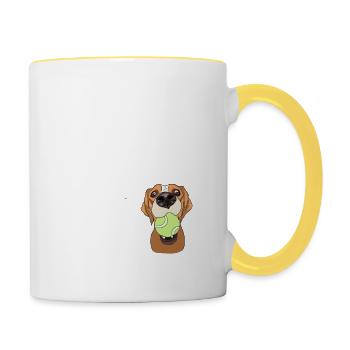 Chemise officielle de jeu de chien, balle de jeu de chien - Mug contrasté - blanc/jaune - Droite