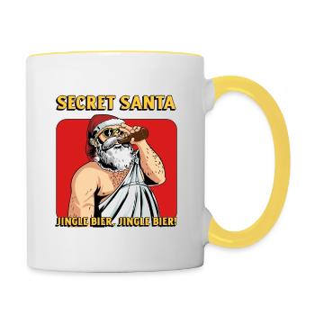 Santa Claus - Jingle Bier, Jingle Bier! Funny - Tasse zweifarbig - Weiß/Gelb - Rechts