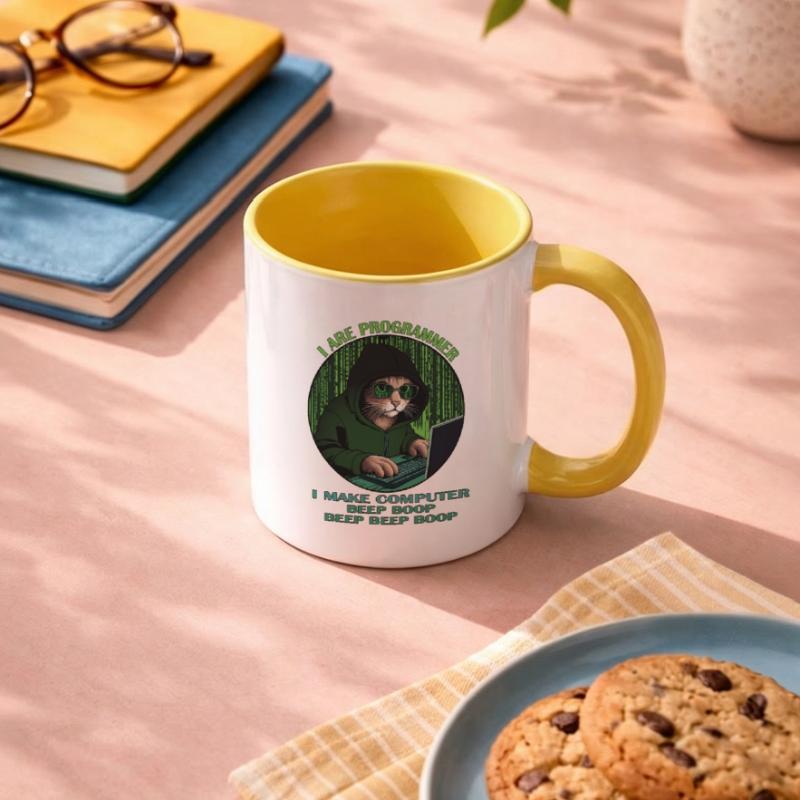Ich bin Programmierer, grün, Programmierkatze Tasse zweifarbig