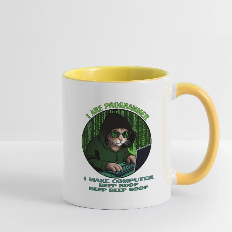 I are programmer, green, programming cat Contrasting Mug