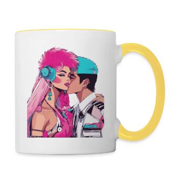 L’amour de l’anime est sans limite - Mug contrasté - blanc/jaune - Droite