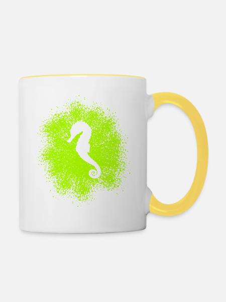 Seepferdchen - Tasse zweifarbig - Weiß/Gelb