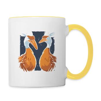 Zwei seltsame Vögel - Tasse zweifarbig - Weiß/Gelb - Rechts