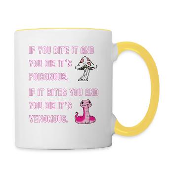 Toxique vs venimeux - Mug contrasté - blanc/jaune - Droite