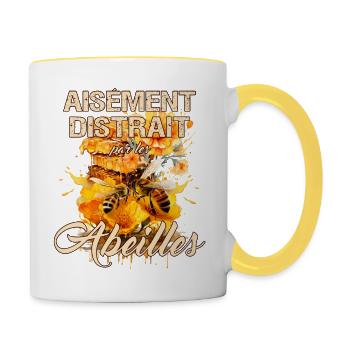 Apiculteur humoristique abeilles apiculture - Mug contrasté - blanc/jaune - Droite