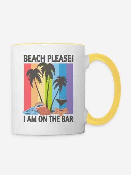 Strand bitte - Tasse zweifarbig - Weiß/Gelb