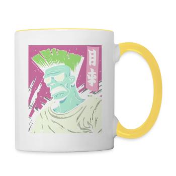 Cartoon: Starke japanische Anime-Fans und Bros - Tasse zweifarbig - Weiß/Gelb - Rechts