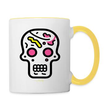 Pop Art Skull - Contrasting Mug - white/yellow - Right