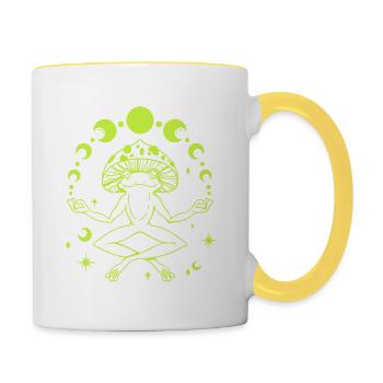 Frog In a Yoga Meditating Pose - Contrasting Mug - white/yellow - Right