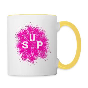 Stand Up Paddle SUP Board Standup Paddling - Tasse zweifarbig - Weiß/Gelb - Rechts