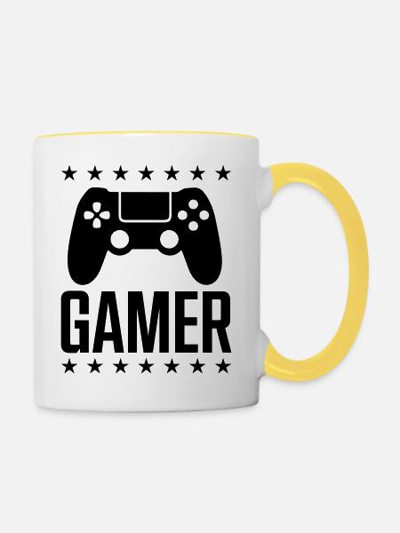 gamer spiel controller - Tasse zweifarbig - Weiß/Gelb