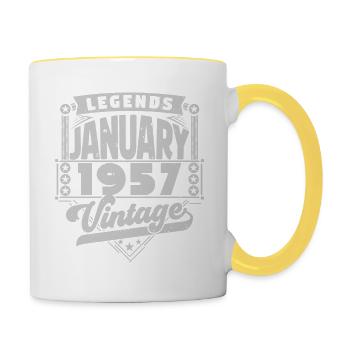 Jahrgangsjubiläum Januar 1957, Januar 1957. - Tasse zweifarbig - Weiß/Gelb - Rechts