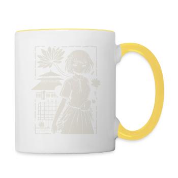 Manga animé japonais : Sakura Girl - Mug contrasté - blanc/jaune - Droite