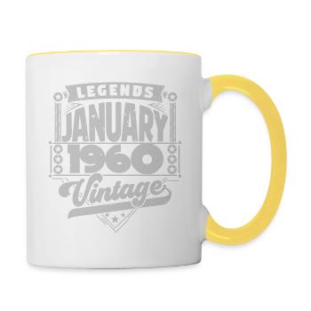 Vintage Anniversaire Janvier 1960, Janvier 1960. - Mug contrasté - blanc/jaune - Droite