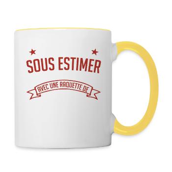 Une Fille Et joueur de ping-pong - Mug contrasté - blanc/jaune - Droite