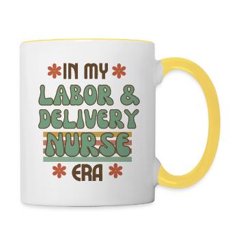 In meiner Geburts- und Entbindungs-Ära - Tasse zweifarbig - Weiß/Gelb - Rechts