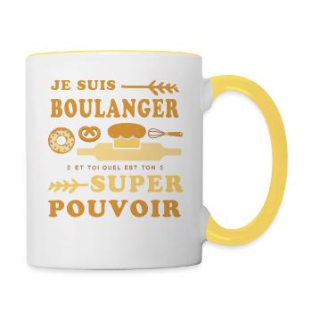 Boulanger Humour Boulangerie - Mug contrasté - blanc/jaune - Droite
