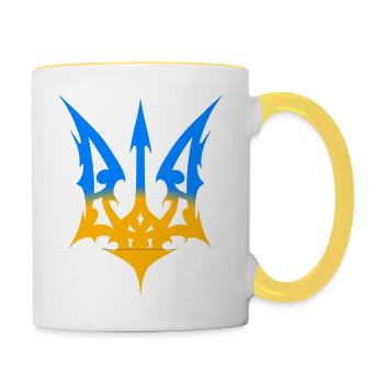 Ukraine Support Trident Logo ukrainien - Mug contrasté - blanc/jaune - Droite