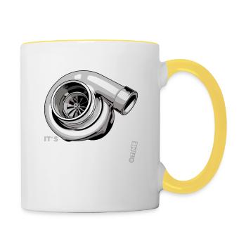 sein Turbo Time - Vintage Boost Design - Tasse zweifarbig - Weiß/Gelb - Rechts