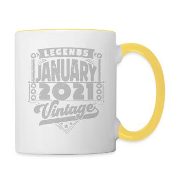 Vintage Birthday January 2021, January 2021. - Contrasting Mug - white/yellow - Right