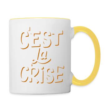C'est la crise - Mug contrasté - blanc/jaune - Droite