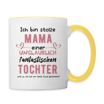 Stolze Mama - Tasse zweifarbig - Weiß/Gelb - Rechts