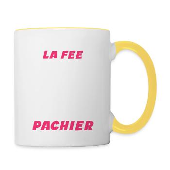 Je Suis Une Fee La Fee Pachier - Humour Cadeau - Mug contrasté - blanc/jaune - Droite