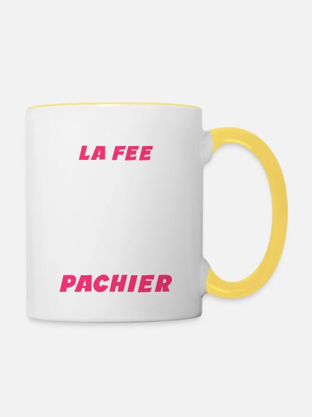 Je Suis Une Fee La Fee Pachier - Humour Cadeau - Mug contrasté - blanc/jaune