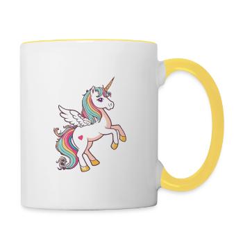 Je M'en Fous Je suis Une Licorne - Mug contrasté - blanc/jaune - Droite